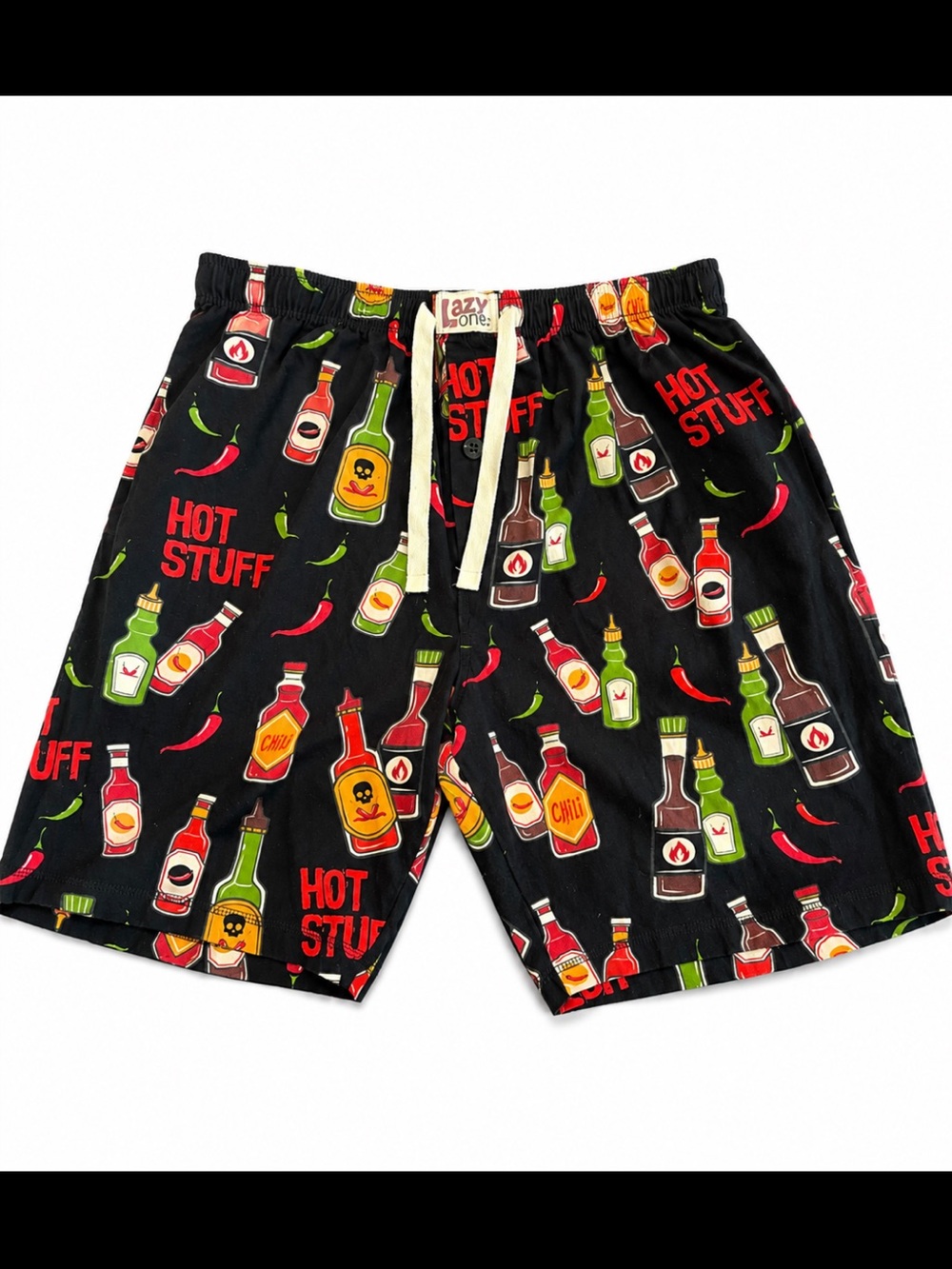 Lazy One Hot Stuff Hot Sauce Print Lounge Shorts Men’s Medium